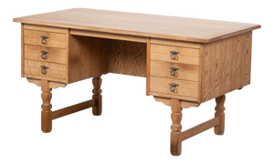 Brutalist Oak Desk by Henning Kjærnulf, Denmark, 1960s