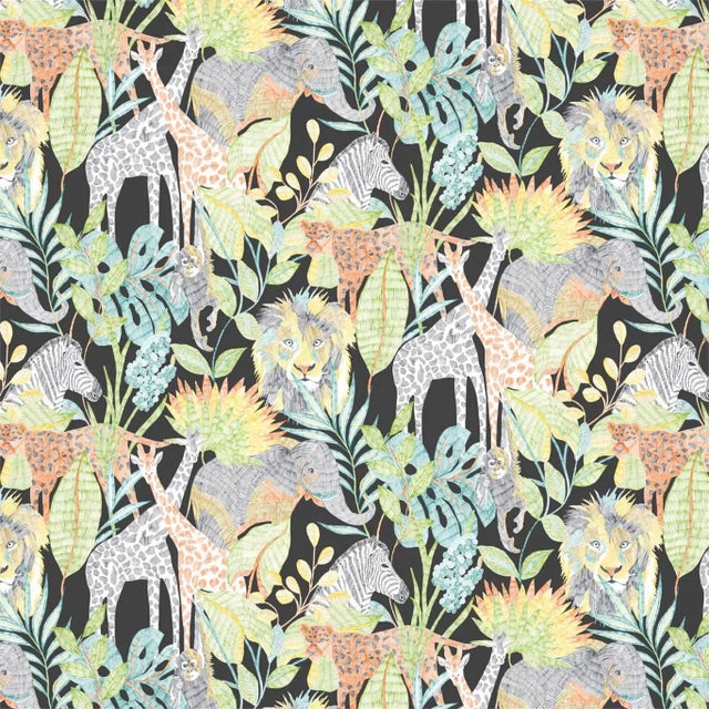 Harlequin Into The Wild Wallpaper in Midnight Jungle For Sale