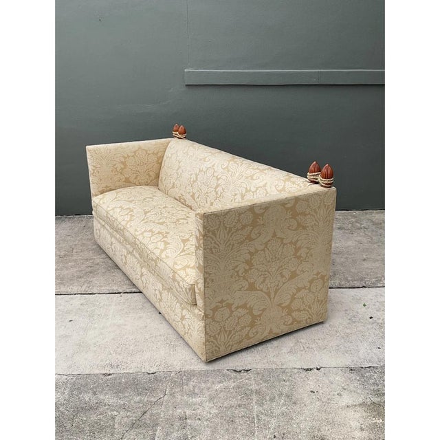 Cream Vintage Edward Ferrell Jacquard Fleur De Lys Knole Sofa For Sale - Image 8 of 13