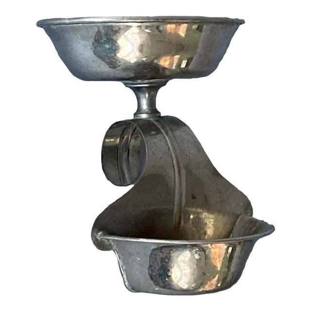 Antique 1910s Soap and Sponge Dish, Nickel Over Brass For Sale