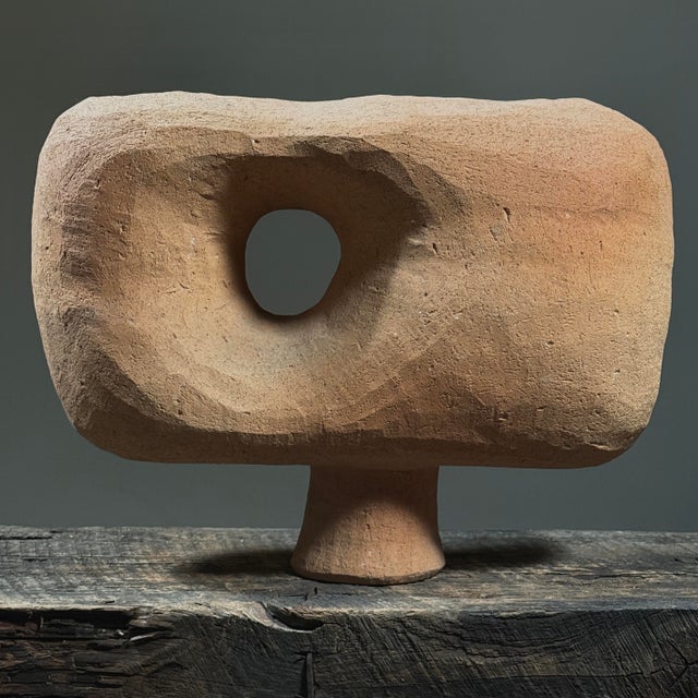 Vintage Japanese Monumental Hand Built Unglazed Modernist Earthenware Vessel, Signed For Sale - Image 4 of 12