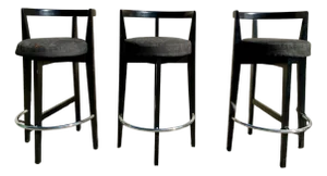 Pace Collection Bar Stools — Set of 3 — Black Lacquer & Chrome