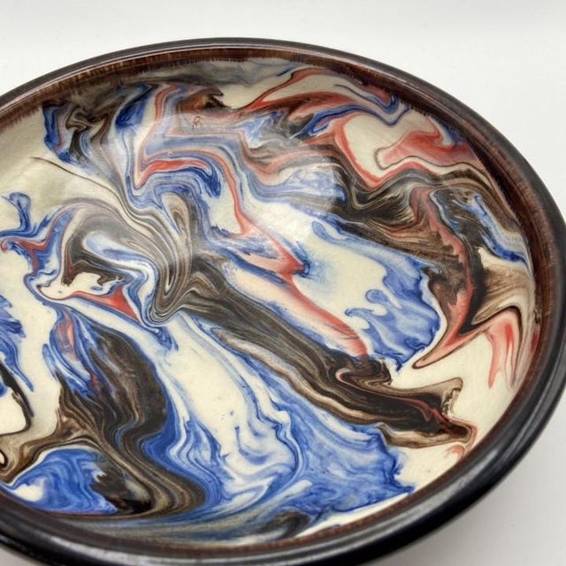 Early 21st Century Aparicio Ceramics (Ceràmiques Aparicio) Catalonian Swirl Glaze Bowl, Spain For Sale - Image 5 of 12