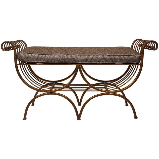 1960s Bench & Tiger Cushion Italian Florentine Hollywood Regency For Sale - Image 12 of 12