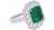 Contemporary Grs Certified 8.04 Carat Minor Oil Colombian Emerald & Diamond Halo Ring For Sale - Image 3 of 7
