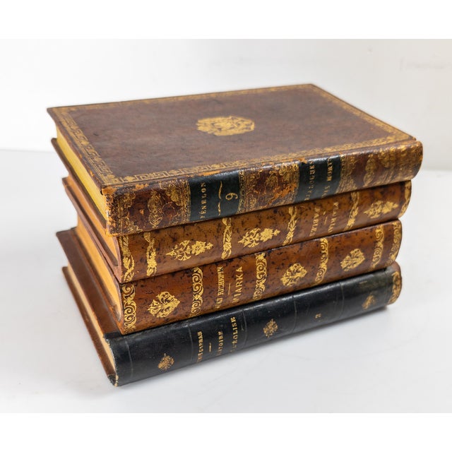 Wood 20th Century French Faux Leather Book Box With Bar Set or Tantalus For Sale - Image 7 of 13
