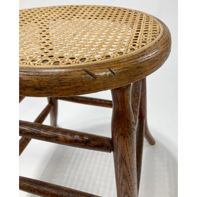 Brown Antique Early 1900s Sprague Leg Bentwood Cane Top Stool For Sale - Image 8 of 8