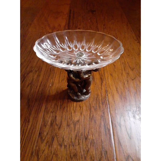 1960s Art Nouveau Brass Cherub Pedestal Trinket Bowl For Sale - Image 9 of 9