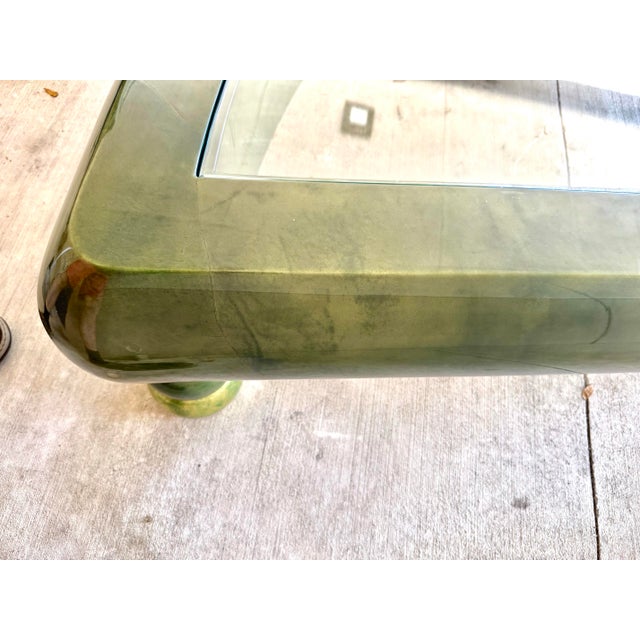 Enrique Garcel Late 20th Century Green Goatskin Goat Skin Enrique Garcel Designer Coffee Table For Sale - Image 4 of 12