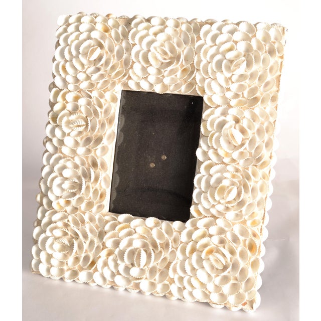 1990s Vintage Nautical Large Seashell Photo Frame Art Handmade 14x12 Inches Boho Chic For Sale - Image 5 of 17