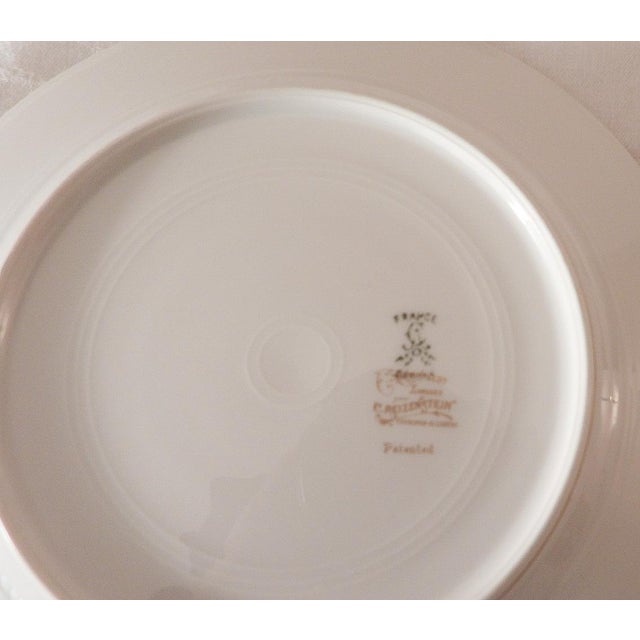 Ceramic Late 19th Century Limoges C Ahrendfeldt Art Nouveau Pink Green Gold Gilt Porcelain Luncheon Dessert Plates- Set of 4 For Sale - Image 7 of 8