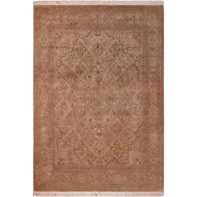 Elegant Gulab Pak-Persian Gold/Green Wool Rug - 8'2'' X 9'11'' For Sale - Image 9 of 9