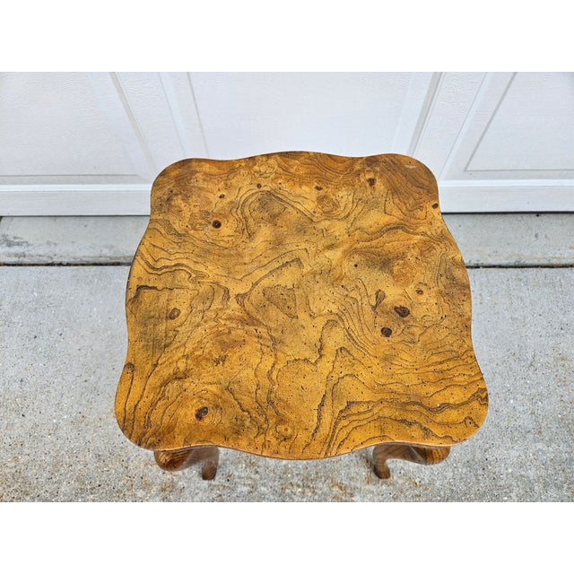 Late 20th Century Baker Furniture Square Diminutive French Burlwood Side Table For Sale - Image 5 of 11