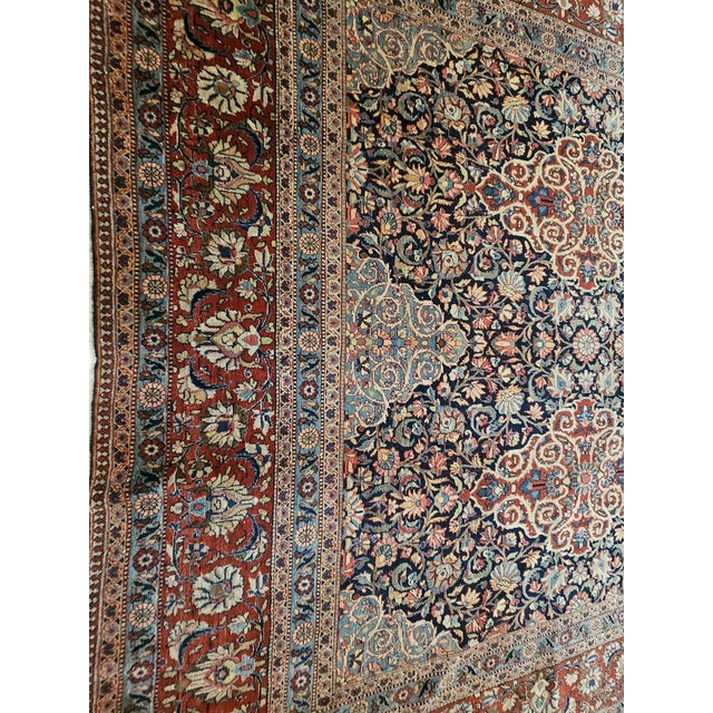 Blue Large Antique Hand-Knotted Kashan Rug, 1930s For Sale - Image 8 of 13