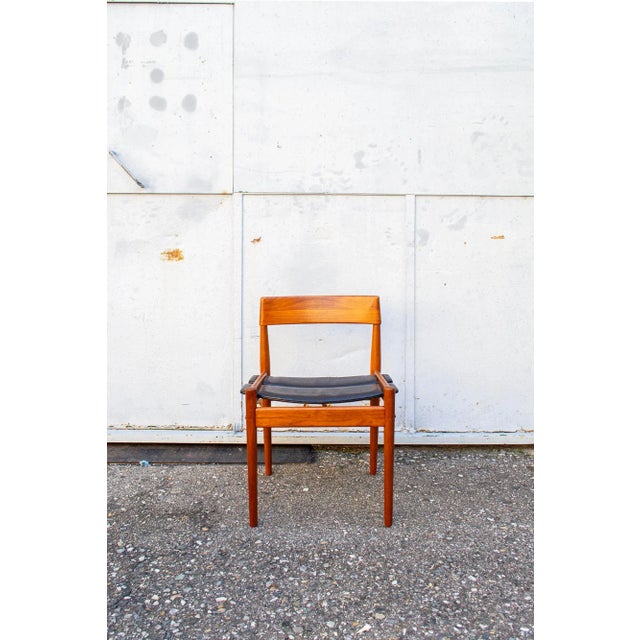 Grete Jalk Teak and Leather Dining Chairs by P. Jeppesen for Grete Jalk, Denmark, 1959, Set of 6 For Sale - Image 4 of 11