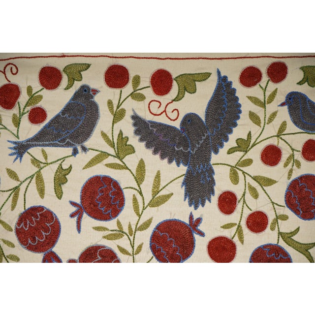 Textile Decorative Suzani Embroidered Cotton Cloth For Sale - Image 7 of 10