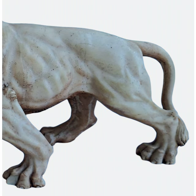 Rustic Early 19th Century Antique Albaster Lions Statue For Sale - Image 3 of 6