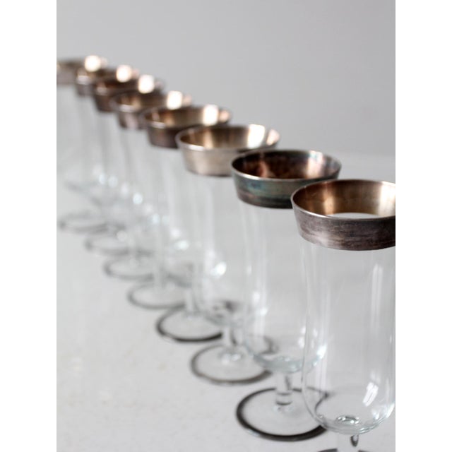 Silver Vintage Dorothy Thorpe Silver Band Parfait Glasses Set of 8 For Sale - Image 8 of 12