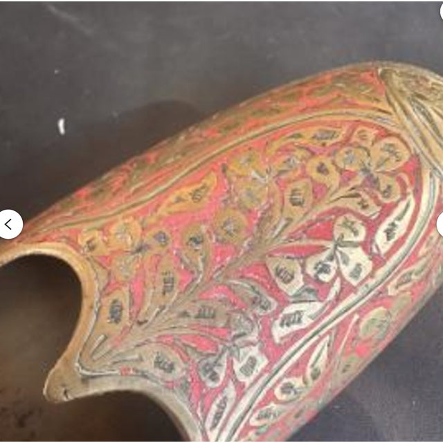 Metal Vintage Brass Indian Shoe | Hand Carved Ashtray or Incense Holder For Sale - Image 7 of 8