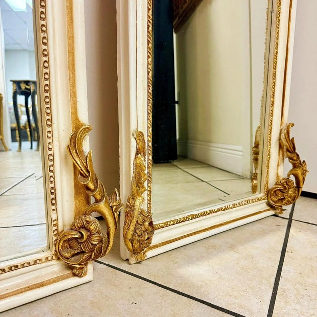 2020s Baroque Style White and Gold Mirrors- Set of 2 For Sale - Image 5 of 7
