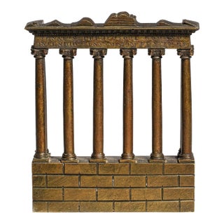 Amazing Miniature 19th Century Antique Grand Tour Bronze Temple of Saturn Statue Sculpture Roman Forum Neoclassical Home Decor For Sale