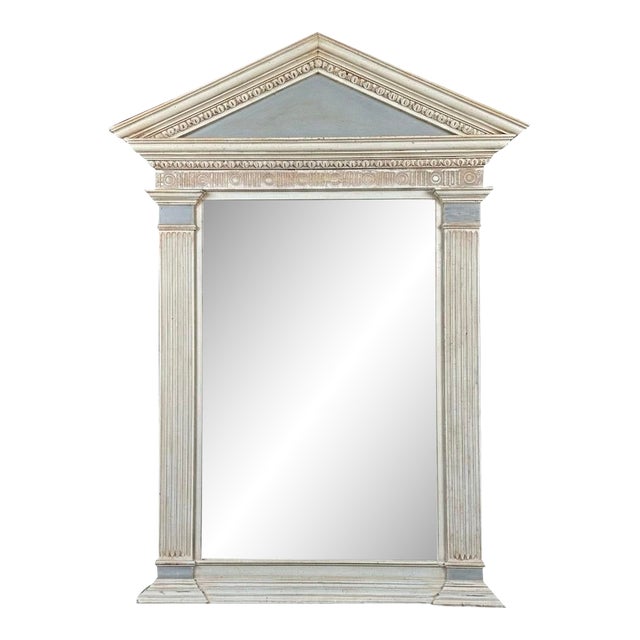 Vintage Gustavian Style Trumeau Mirror - Newly Painted For Sale