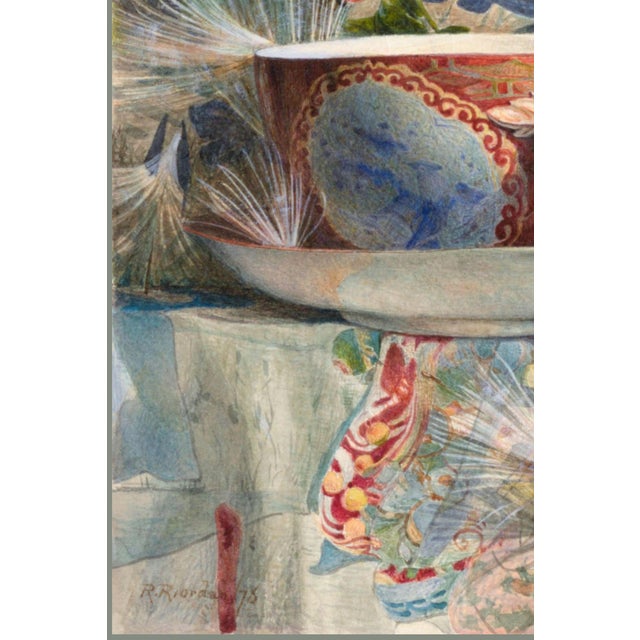 1876 Vintage Teacup Still Life Art Print, Japanese-Inspired Wall Art by Samuel Colman - 28" X 28" For Sale In Buffalo - Image 6 of 8