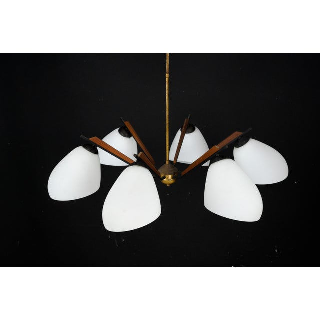 Mid-Century Modern Italian Chandelier in the style of Stilnovo, 1950s For Sale - Image 11 of 18