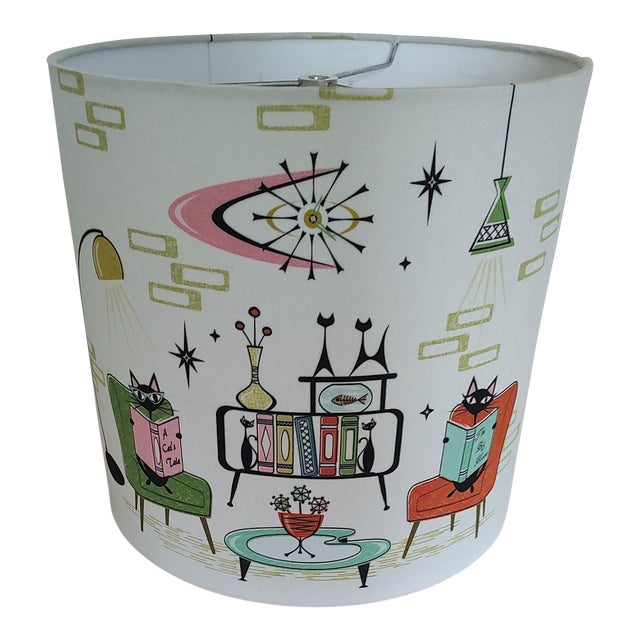 Mid-Century Modern Handmade Atomic Cat Lampshade For Sale