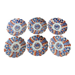 Antique Japanese Imari Scalloped Plates - Set of 6 For Sale