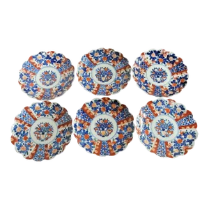 Antique Japanese Imari Scalloped Plates - Set of 6