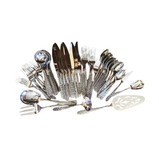 Vintage Art Nouveau Daffodil Flatware for Eight Plus Extras - Set of 54 For Sale