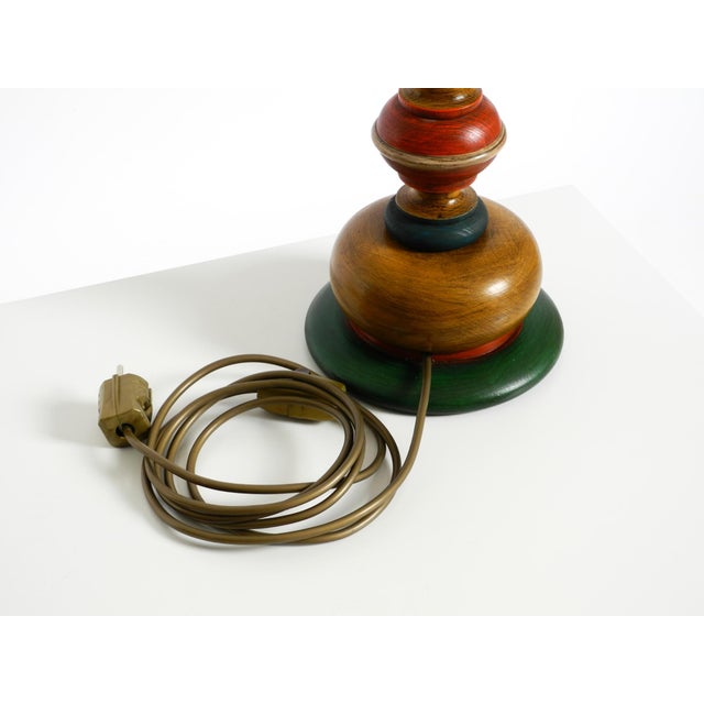 , Large 1980s Table Lamp Made of Colorful Stained Pine Wood For Sale - Image 17 of 18