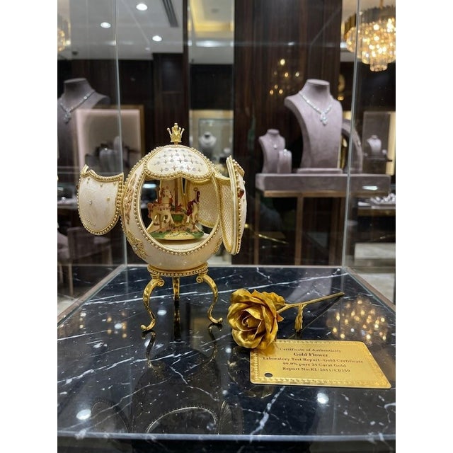 XXXXL 2005 Pierre Lorren One of a Kind Egg Faberge style Egg - Birthday Anniversary gift egg Horse Carousel Equstrian...