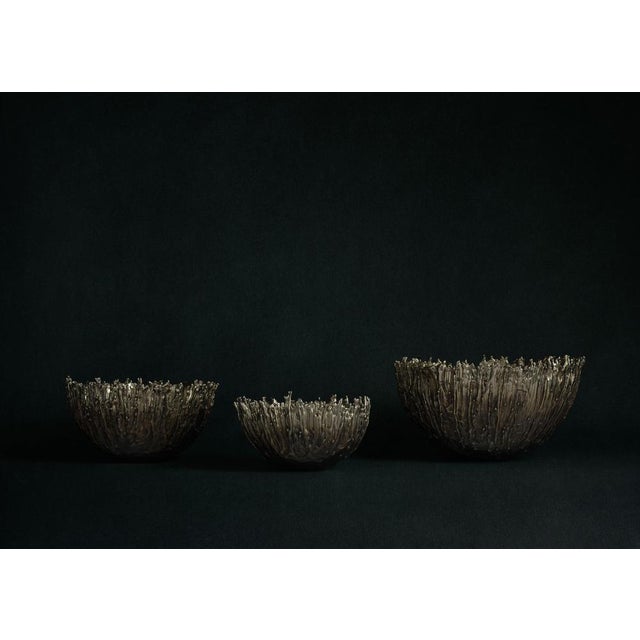 Metal Large Gravity Bowl in Patinated Cast Bronze by William Guillon For Sale - Image 7 of 18