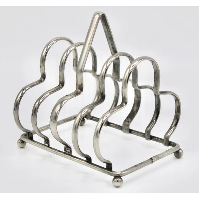Silver Art Deco Silver-Plate English Toast Rack / Letter Rack For Sale - Image 8 of 8
