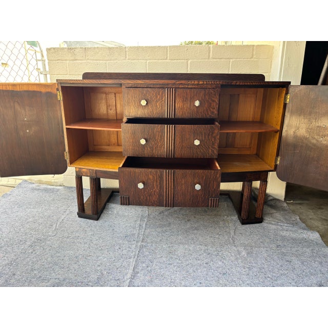 Wood Antique Art Deco Sideboard / Buffet / Credenza For Sale - Image 7 of 12