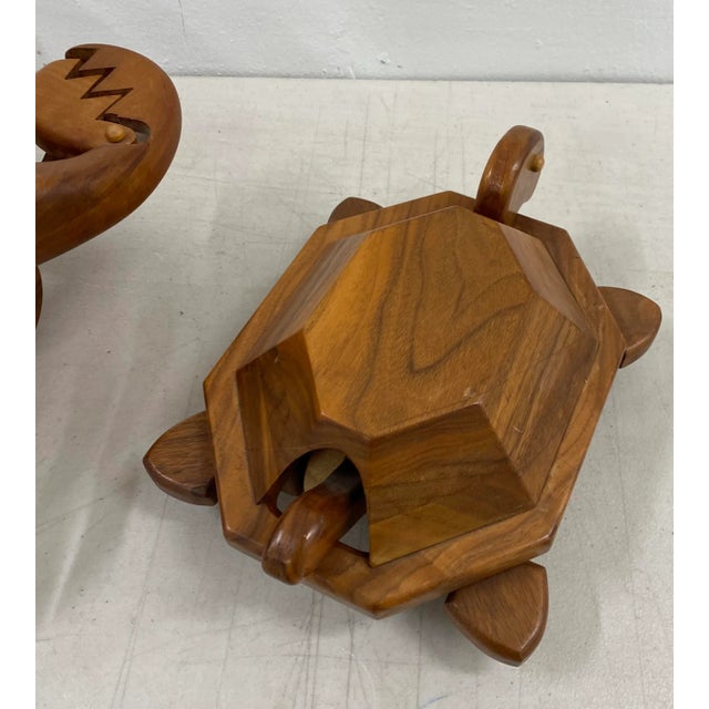 Late 20th Century 20th C. John W. Benbow Wooden Crab & Turtle Sculptures - a Pair For Sale - Image 5 of 10