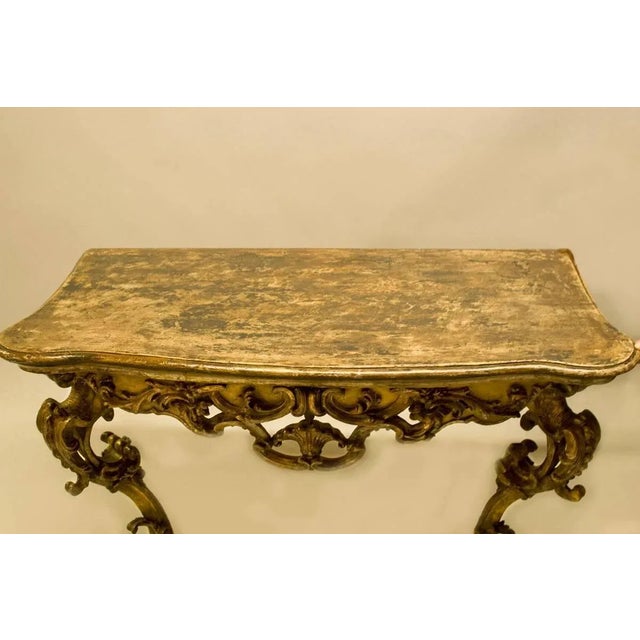 Mid 18th Century Italian Rococo Painted and Gilded Console For Sale - Image 4 of 10