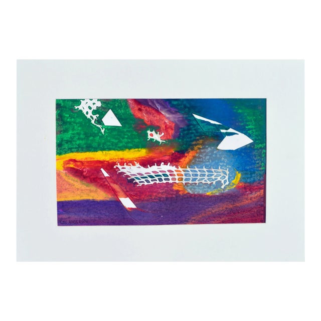 Les Anderson Multi Colored Watercolor Abstract 1980 For Sale