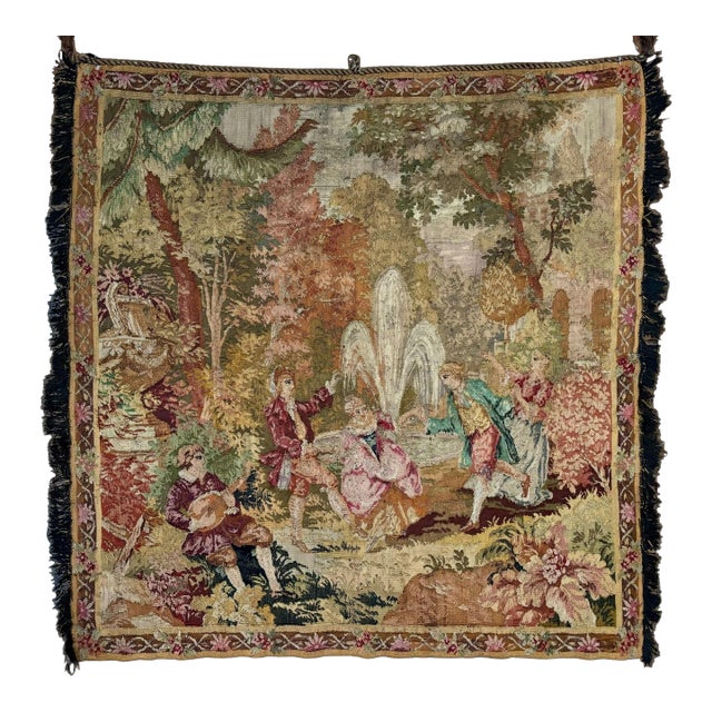 Early 20th-Century Belgian Figural Tapestry 4'4" X 4'5" For Sale