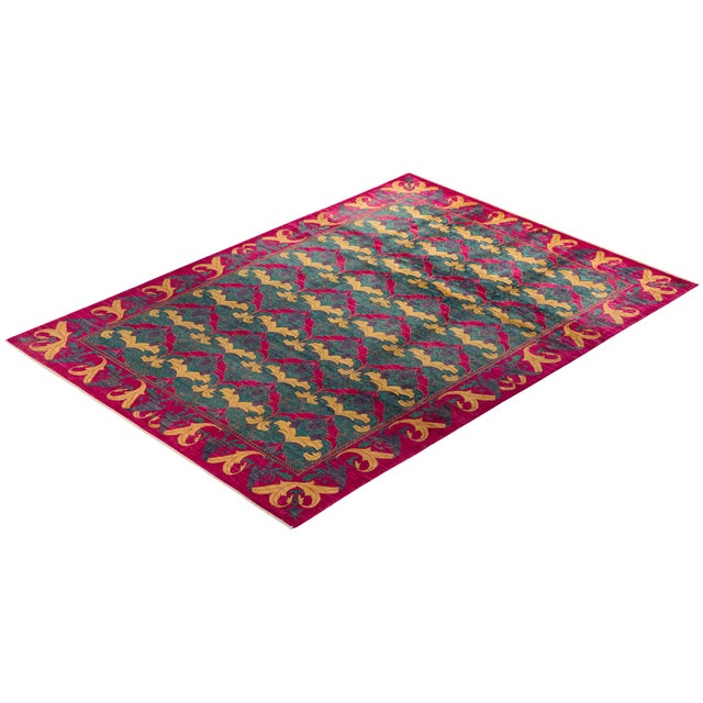 Purple Arts & Crafts Collection Hand-Knotted Wool Area Rug - 9' 1" X 12' 0" For Sale - Image 8 of 10