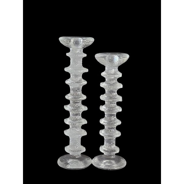 Glass 1970s Timo Sarpaneva Iittala "Festivo" Candle Holders, Set of 2 For Sale - Image 7 of 8