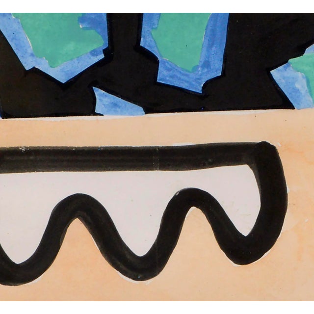 Abstract Blue & Peach Abstract by Marc Foster Grant For Sale - Image 3 of 7