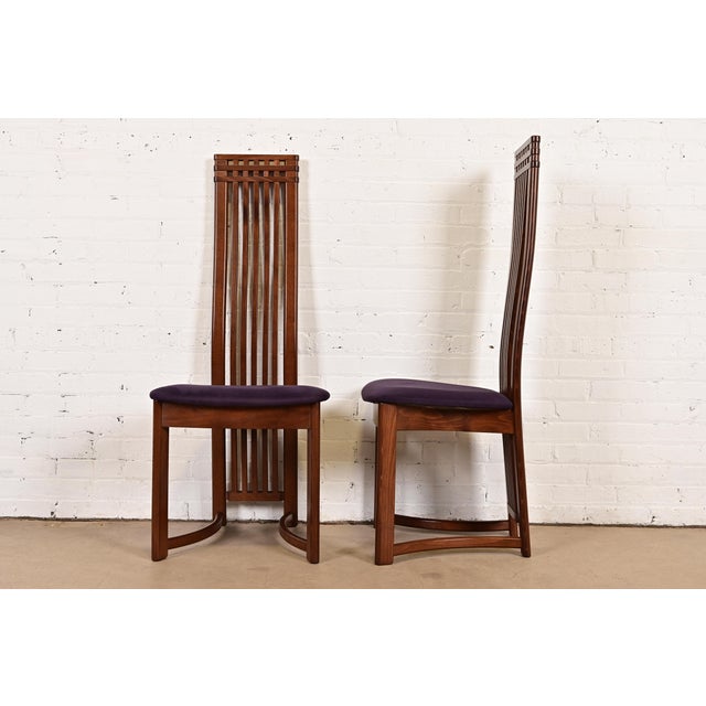 Frank Lloyd Wright Style Arts & Crafts High Back Dining Chairs, Set of Eight For Sale - Image 9 of 12