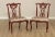 High Quality Pair of Ornate Foliate Carved Solid Wood Frame Side Dining Chairs with Custom Upholstered Seats