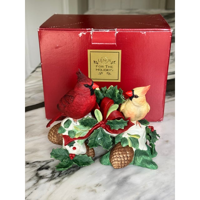 Lenox Winter Greetings Porcelain Cardinal Motif Candle Holder For Sale In Seattle - Image 6 of 13