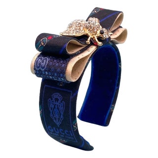 Gucci Horsebit Bumblebee Vintage Silk Necktie Cuff Bracelet For Sale