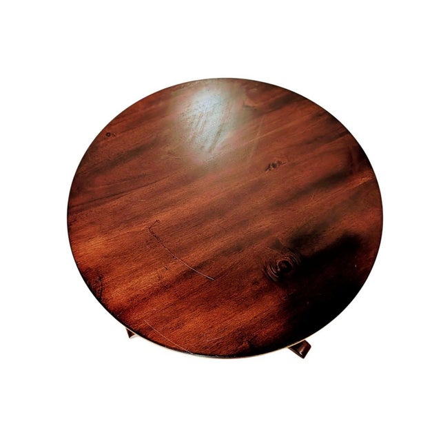 Transitional Vintage Round Mahogany Pedestal Table For Sale - Image 3 of 7