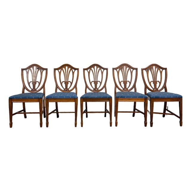 Vintage Duncan Phyfe Style Hepplewhite Style Shield Back Dining Side Chairs For Sale